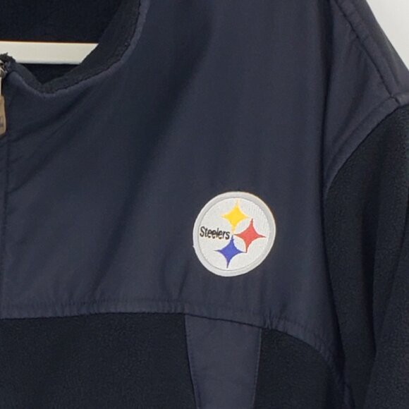 NFL Pittsburgh Steelers Fleece Full Zip Up Jacket XL Mens  Embroidered Black - Picture 5 of 9